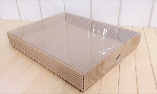 Коробка гофрированный картон с прозрачной крышкой большая плоская